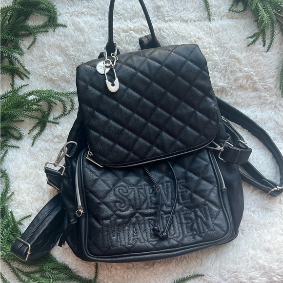 Steve Madden Black Quilted Backpack